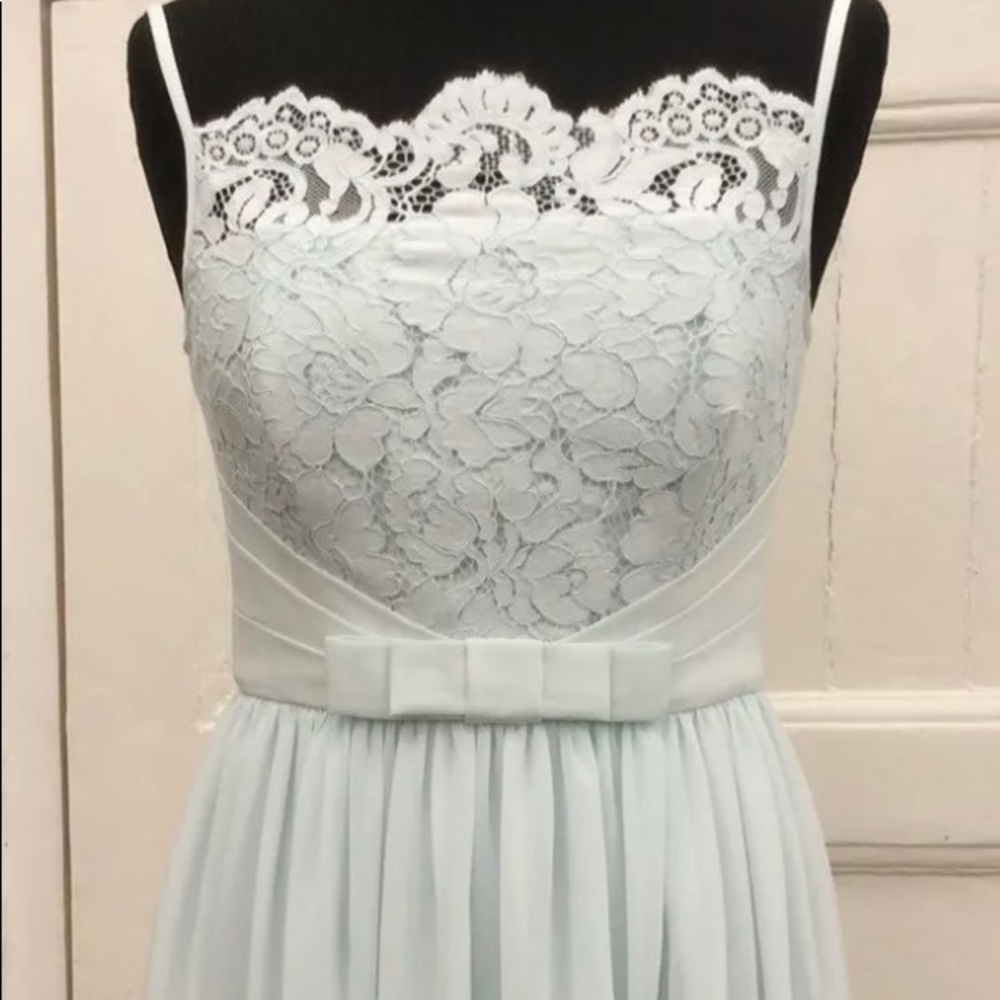 Elegant Lace Overlay Light Blue Dress